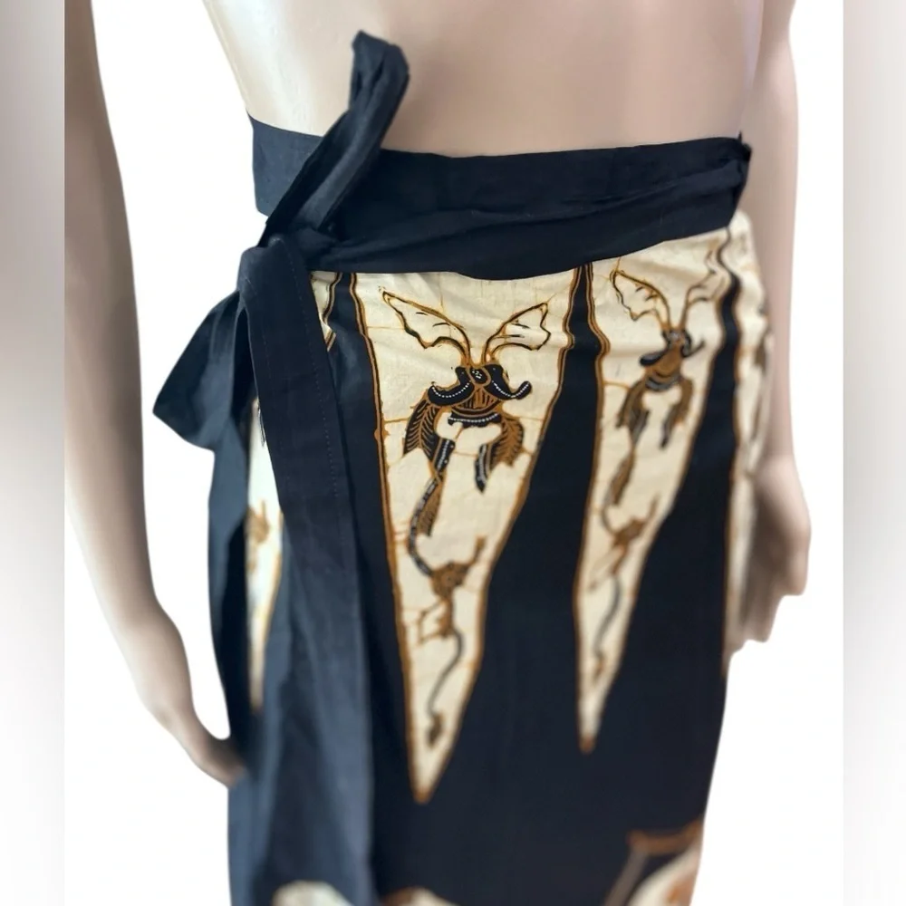 Primissima batik wrap skirt matching scarf vintage